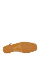 Women's Beige Open Back Patterned Ballerinas | Derimod Women's Beige Open Back Patterned Ballerinas | Derimod