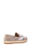 Embroidered Beige Women's Espadrille | Derimod Embroidered Beige Women's Espadrille | Derimod