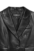 Karla Women's Black Belt Detailed Leather Jacket | Derimod Karla Women's Black Belt Detailed Leather Jacket | Derimod
