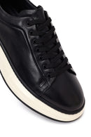 Erkek Siyah Bağcıklı Kalın Tabanlı Deri Sneaker | Derimod Erkek Siyah Bağcıklı Kalın Tabanlı Deri Sneaker | Derimod