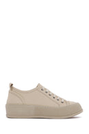 Kadın Bej Deri Kalın Tabanlı Sneaker | Derimod Kadın Bej Deri Kalın Tabanlı Sneaker | Derimod