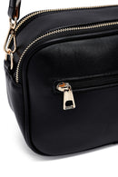 Women's Black Long Strap Patterned Crossbody Bag | Derimod Women's Black Long Strap Patterned Crossbody Bag | Derimod