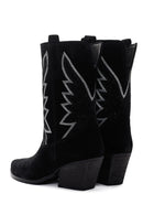 Women's Black Stone Leather Cowboy Boots | Derimod Women's Black Stone Leather Cowboy Boots | Derimod