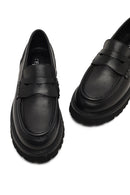 Woman Black Thick-Soled Leather Masculine Loafer | Derimod Woman Black Thick-Soled Leather Masculine Loafer | Derimod