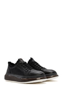 Men's Black Thick Sole Lace Up Leather Sneaker | Derimod Men's Black Thick Sole Lace Up Leather Sneaker | Derimod