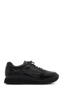 Men's Black Lace-Up Thick-Soled Leather Casual Sneaker | Derimod Men's Black Lace-Up Thick-Soled Leather Casual Sneaker | Derimod
