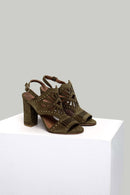 Women's Green Leather Sandals | Derimod Women's Green Leather Sandals | Derimod