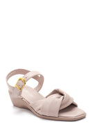 Kadın Vizon Deri Comfort Sandalet | Derimod Kadın Vizon Deri Comfort Sandalet | Derimod