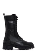 Women's Black Thick Soled Leather Boots | Derimod Women's Black Thick Soled Leather Boots | Derimod
