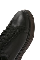 Men's Black Lace-up Thick-Sole Leather Sneaker | Derimod Men's Black Lace-up Thick-Sole Leather Sneaker | Derimod