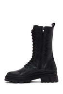 Women's Black Thick Soled Leather Boots | Derimod Women's Black Thick Soled Leather Boots | Derimod