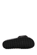 Women's Black Knitted Detailed Jelly Slippers | Derimod Women's Black Knitted Detailed Jelly Slippers | Derimod