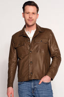 Modric Male Green Leather Jacket | Derimod Modric Male Green Leather Jacket | Derimod
