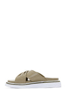 Women's Green Leather Comfort Slippers | Derimod Women's Green Leather Comfort Slippers | Derimod