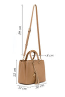 Woman Beige Long-Strap Printed Shoulder Bag | Derimod Woman Beige Long-Strap Printed Shoulder Bag | Derimod