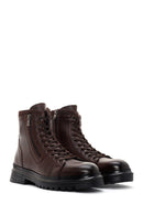 Men's Brown Leather Zippered Casual Boots | Derimod Men's Brown Leather Zippered Casual Boots | Derimod