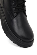 Men Black Lace-up Leather Casual Boot | Derimod Men Black Lace-up Leather Casual Boot | Derimod
