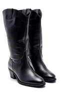 Women's Leather Cowboy Heeled Boots | Derimod Women's Leather Cowboy Heeled Boots | Derimod