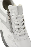 Women's White Lace-Up Side Zipper Leather Sneaker | Derimod Women's White Lace-Up Side Zipper Leather Sneaker | Derimod