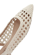 Women's Cream Knitted Open Back Ballerinas | Derimod Women's Cream Knitted Open Back Ballerinas | Derimod