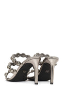 Woman Anthracite High Thin-Heeled Slipper | Derimod Woman Anthracite High Thin-Heeled Slipper | Derimod