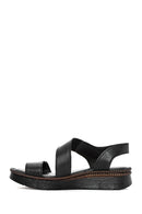 Women's Black Strappy Leather Comfort Sandals | Derimod Women's Black Strappy Leather Comfort Sandals | Derimod
