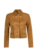 Almira Woman Camel Short Suede Leather Jacket | Derimod Almira Woman Camel Short Suede Leather Jacket | Derimod