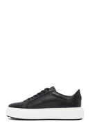Men's Black Lace-up Thick-Sole Leather Sneaker | Derimod Men's Black Lace-up Thick-Sole Leather Sneaker | Derimod