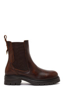 Woman Brown Thick-Soled Leather Chelsea Boots | Derimod Woman Brown Thick-Soled Leather Chelsea Boots | Derimod