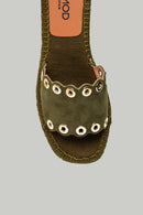 Women's Green Leather Slippers | Derimod Women's Green Leather Slippers | Derimod
