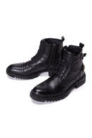 Male Black Zip Closure Thick-Soled Leather Combat Boots | Derimod Male Black Zip Closure Thick-Soled Leather Combat Boots | Derimod