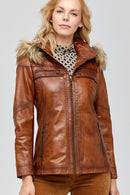 Teresa Women's Leather Jacket | Derimod Teresa Women's Leather Jacket | Derimod