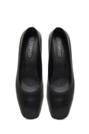 Women's Black Thick Short Heel Leather Shoe | Derimod Women's Black Thick Short Heel Leather Shoe | Derimod
