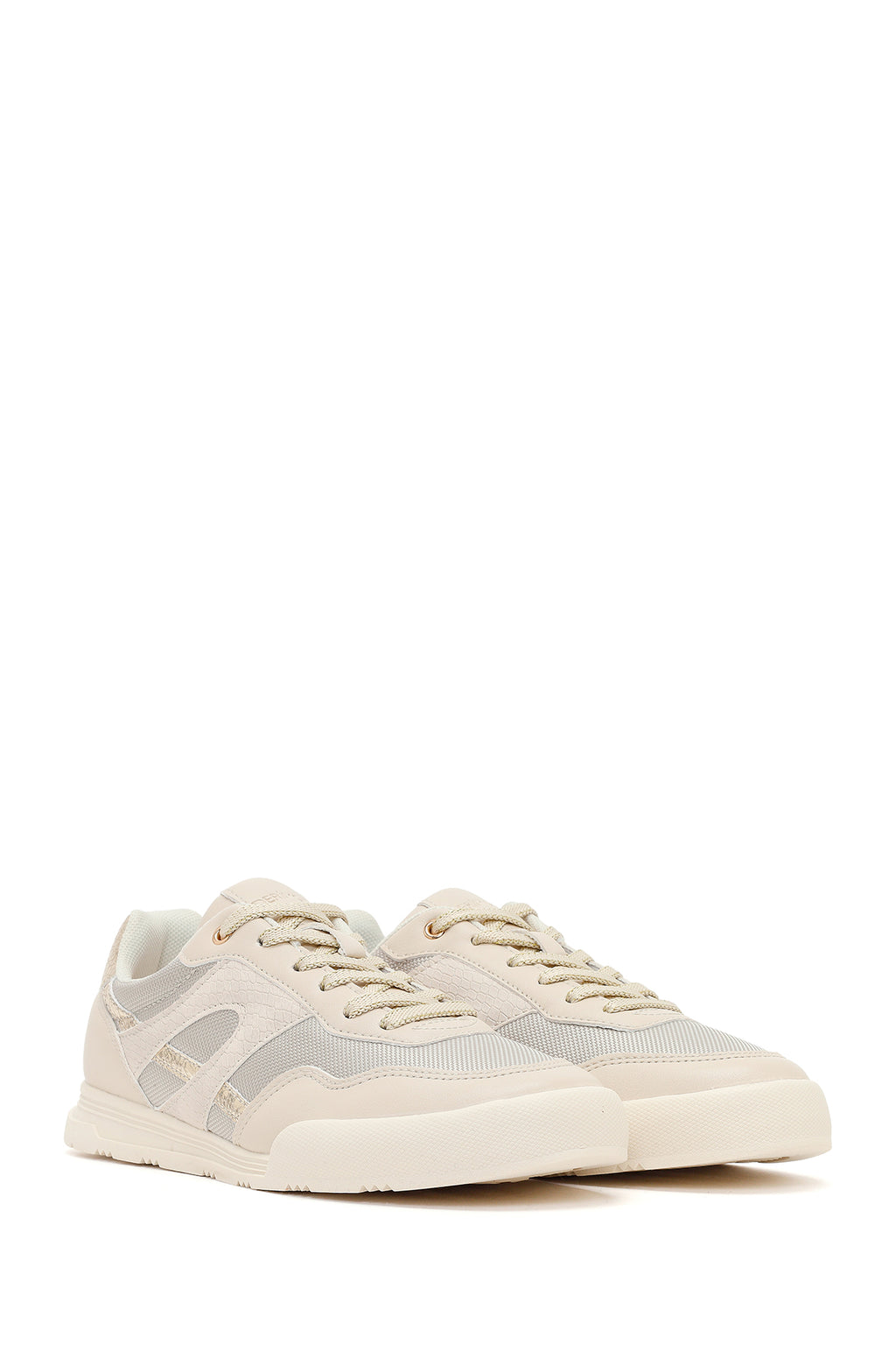 Kadın Bej Bağcıklı Sneaker
