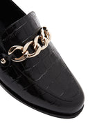 Women's Black Leather Buckle Crocodile Classic Loafer | Derimod Women's Black Leather Buckle Crocodile Classic Loafer | Derimod