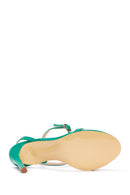 Women's Green Leather Heeled Sandals | Derimod Women's Green Leather Heeled Sandals | Derimod
