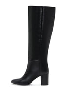 Women's Black Leather Thick Heeled Boots | Derimod Women's Black Leather Thick Heeled Boots | Derimod