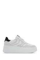 Kadın Beyaz Bağcıklı Kalın Tabanlı Deri Sneaker | Derimod Kadın Beyaz Bağcıklı Kalın Tabanlı Deri Sneaker | Derimod