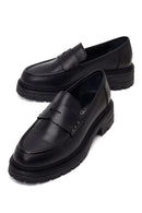 Woman Black Thick-Soled Leather Masculine Loafer | Derimod Woman Black Thick-Soled Leather Masculine Loafer | Derimod