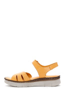 Kadın Sarı Deri Comfort Sandalet | Derimod Kadın Sarı Deri Comfort Sandalet | Derimod