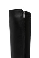 Women's Black Zippered Wedge Heeled Casual Leather Boots | Derimod Women's Black Zippered Wedge Heeled Casual Leather Boots | Derimod