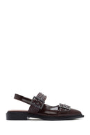 Women's Claret Red Open Back Buckled Patent Leather Ballerinas | Derimod Women's Claret Red Open Back Buckled Patent Leather Ballerinas | Derimod
