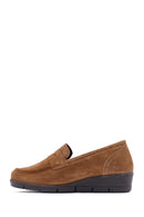 Women's Brown Wedge Heel Suede Leather Comfort Loafer | Derimod Women's Brown Wedge Heel Suede Leather Comfort Loafer | Derimod