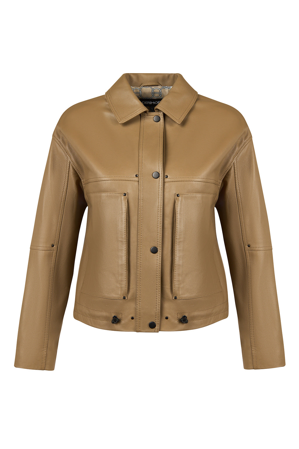 Madlen Kadın Kahverengi Oversize Deri Ceket