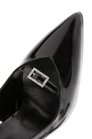 Women's Black Ankle Strap Open Back Thin Heeled Patent Leather Shoes | Derimod Women's Black Ankle Strap Open Back Thin Heeled Patent Leather Shoes | Derimod