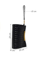 Woman Black Printed Clutch Bag | Derimod Woman Black Printed Clutch Bag | Derimod