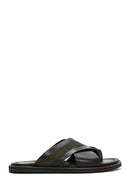 Men's Black Leather Slippers | Derimod Men's Black Leather Slippers | Derimod