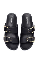 Women's Black Double Buckle Slippers | Derimod Women's Black Double Buckle Slippers | Derimod