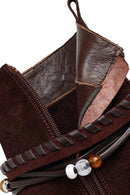 Woman Brown Zip Closure Chunky-Heeled Suede Leather Boots | Derimod Woman Brown Zip Closure Chunky-Heeled Suede Leather Boots | Derimod