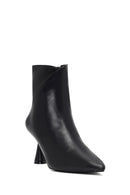 Women's Black Zippered Stone Detailed Heeled Boot | Derimod Women's Black Zippered Stone Detailed Heeled Boot | Derimod
